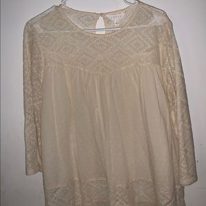 Large Adiva cream colored blouse with 3/4 sleeves.  Lacy!